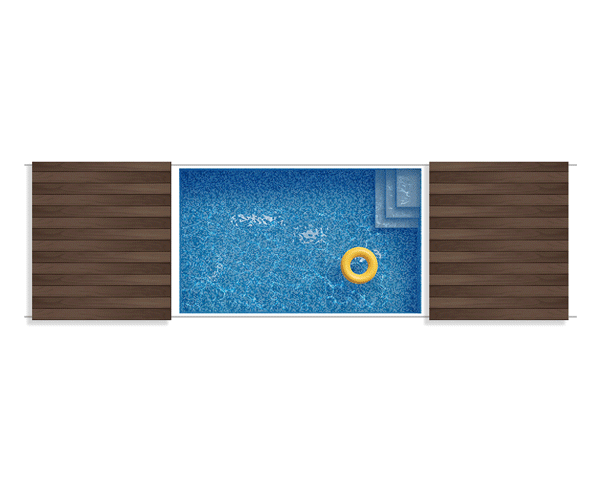 Schwimmbadüberdachung 2 Segmente verschieben sich auseinander